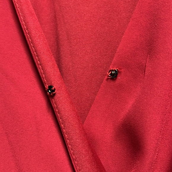 Red long sleeve, smocked waist, pullover dress ruffled-hem dress from MSK - Picture 4 of 7